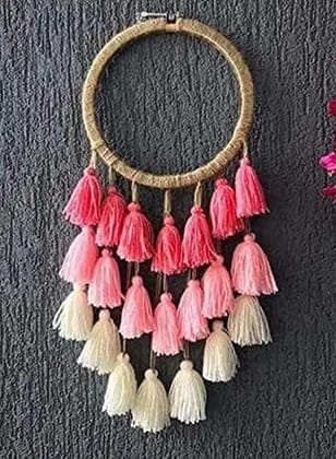 Handmade Jute Crotches Pink Dream Catcher Wall Hanging for Home Decoration Craft