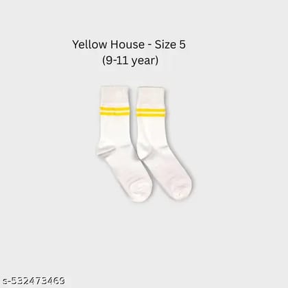 Yellow House white School Lycra cotton socks - Pack of 1 (9-11 year)