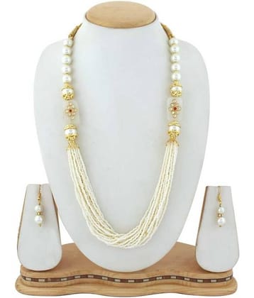 Jewar Mandi Brass White Collar Contemporary/Fashion Gold Plated Necklaces Set