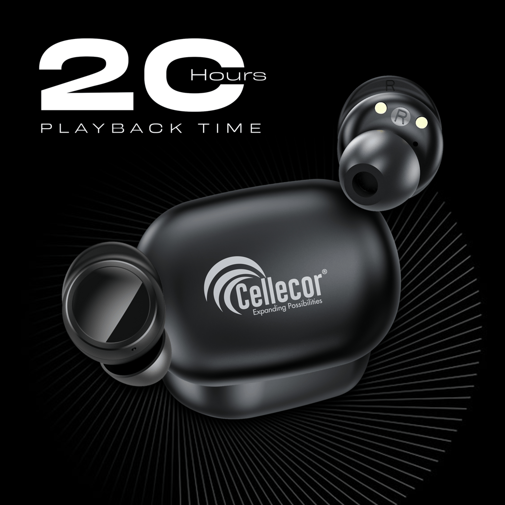 Cellecor BroPods CB04 Waterproof Earbuds With 20 Hours Playtime, Automatic Pairing, ENC Bluetooth - Black