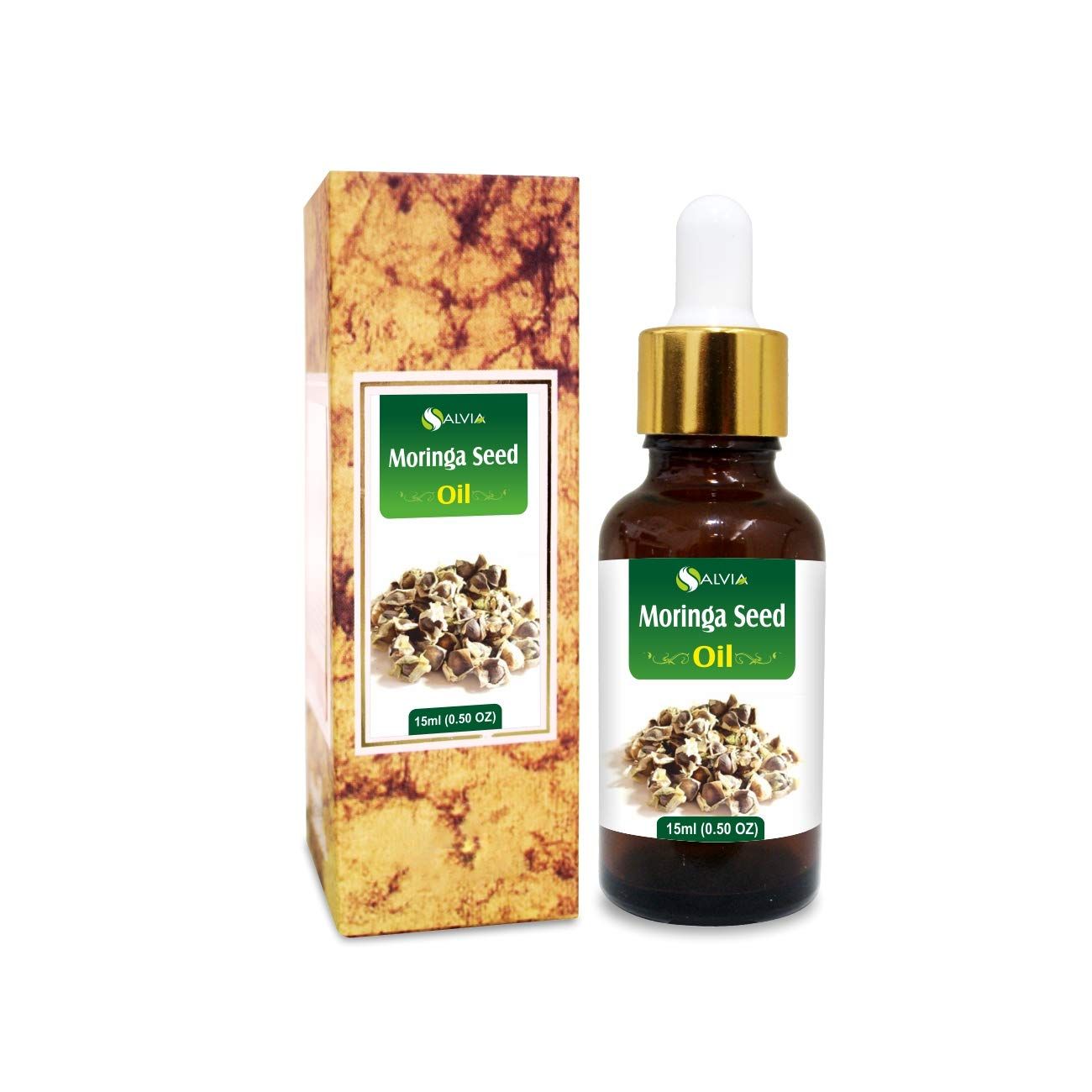 salvia Natural Undiluted Uncut Essential Moringa Seed Oil with Dropper (15ml) salvia Natural Undiluted Uncut Essential Moringa Seed Oil with Dropper (15ml) - Clear / 15 ml (Pack of 1)