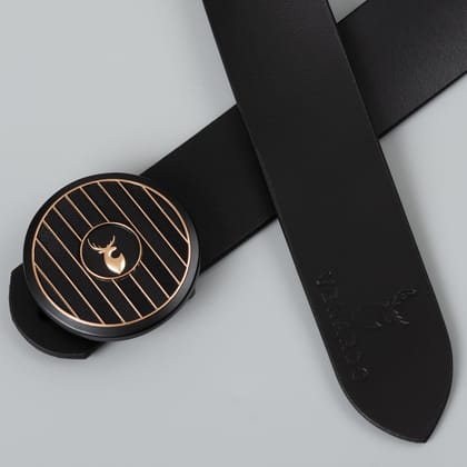 VENARDO XIOMI MEN'S BLACK LEATHER BELT FOR MEN WITH  FREE CARD HOLDER WALLET-28