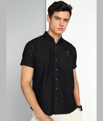 Kuons Avenue Denim Regular Fit Solids Half Sleeves Men's Casual Shirt - Black ( Pack of 1 )