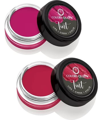Colors Queen Tint for Cheeks and Lips Matte Lip and Eyelids 8g, (Combo of 2)