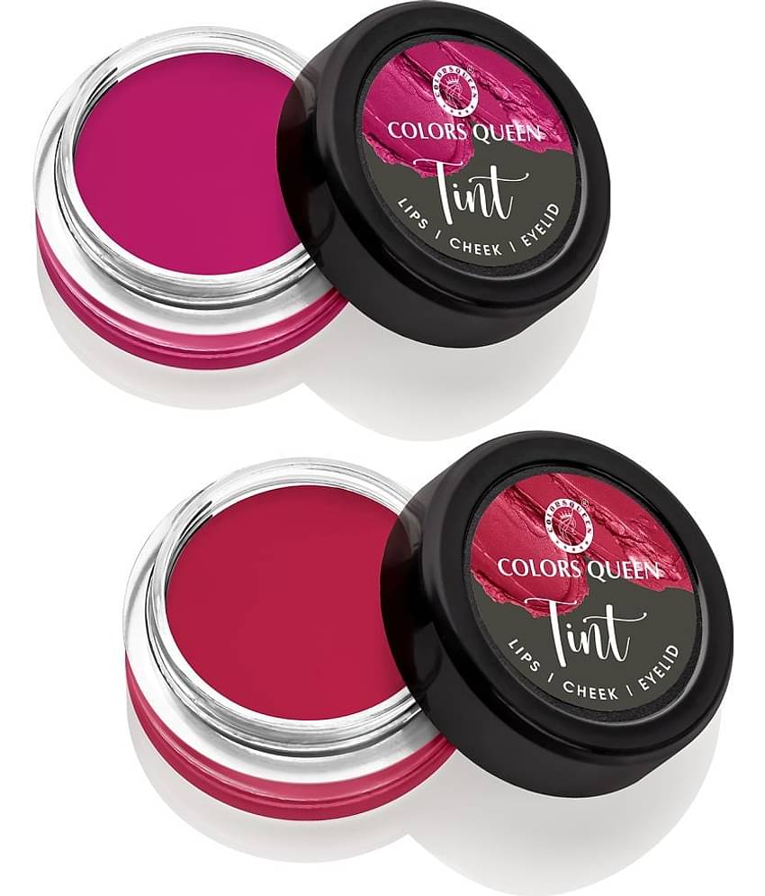Colors Queen Tint for Cheeks and Lips Matte Lip and Eyelids 8g, (Combo of 2)