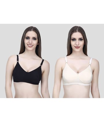 Elina Pack of 2 Cotton Non Padded Women's T-Shirt Bra ( Black )