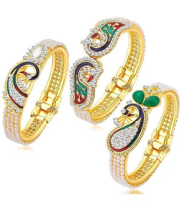 Youbella Traditional Pearl & Gold Plated Combo Bangle Set For Women