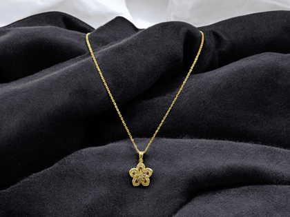 Gold Plated Necklace with a Delicate Flower