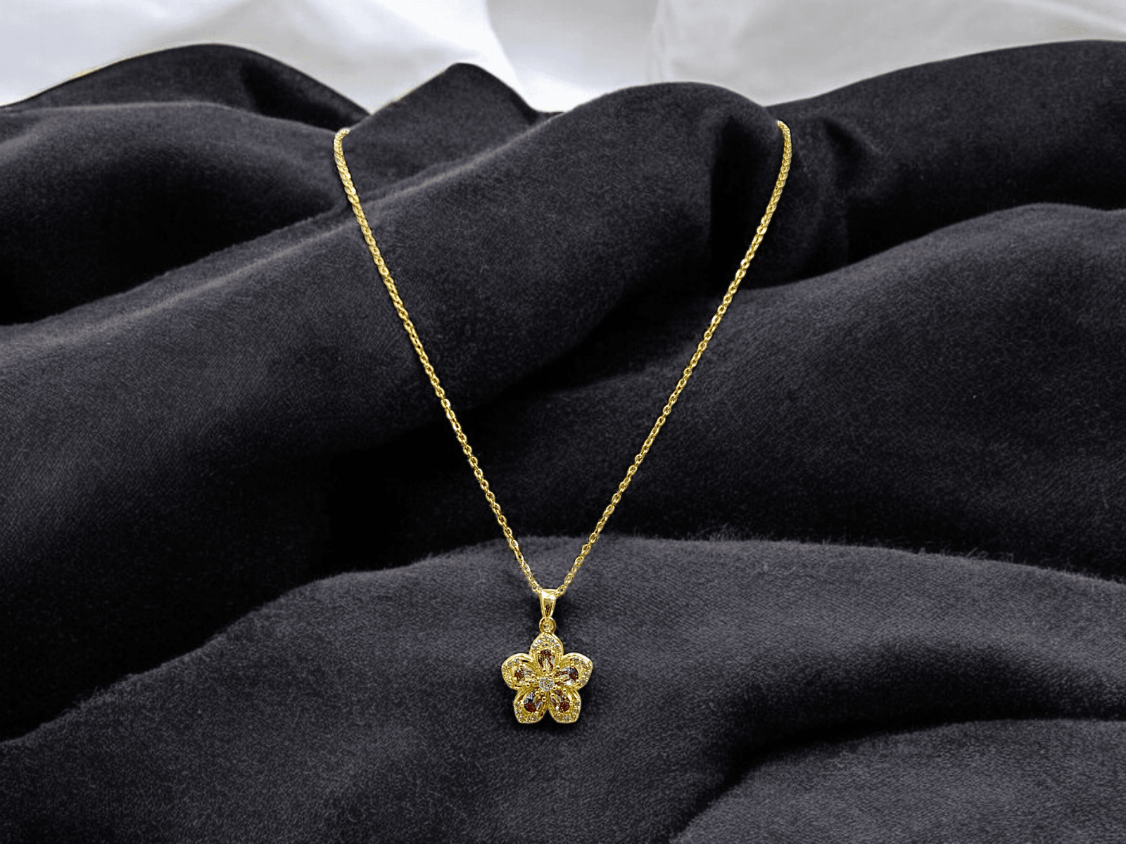 Gold Plated Necklace with a Delicate Flower