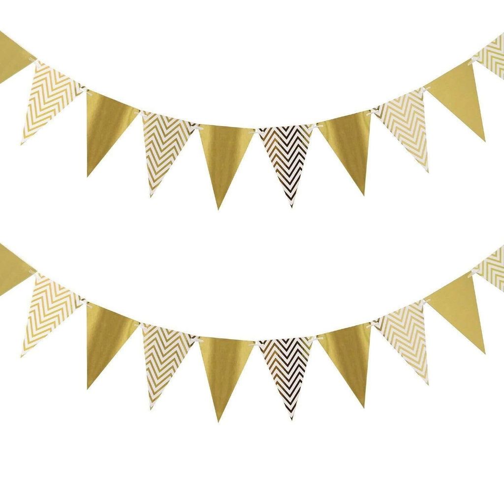 Chevron Golden Flag Bunting - Over 9 FT - Party and Festive Needs | Buy online on ZillyBuy