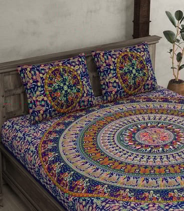 Traditional Sanganeri Floral Cotton Bedsheet