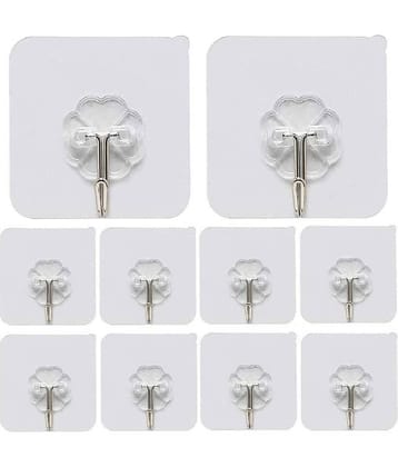 Set of 10 Nevy Self Adhesive Heavy Duty Multipurpose Hooks For Wall Ceiling Door and Bathroom