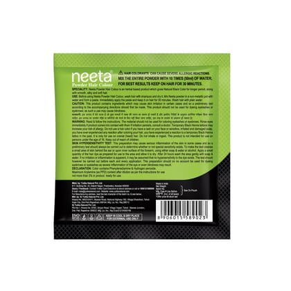 Neeta Powder Hair Colour Natural Black 5g Pack of 12, Henna Based Hair Color for Women Men, Enriched with Natural Herbs