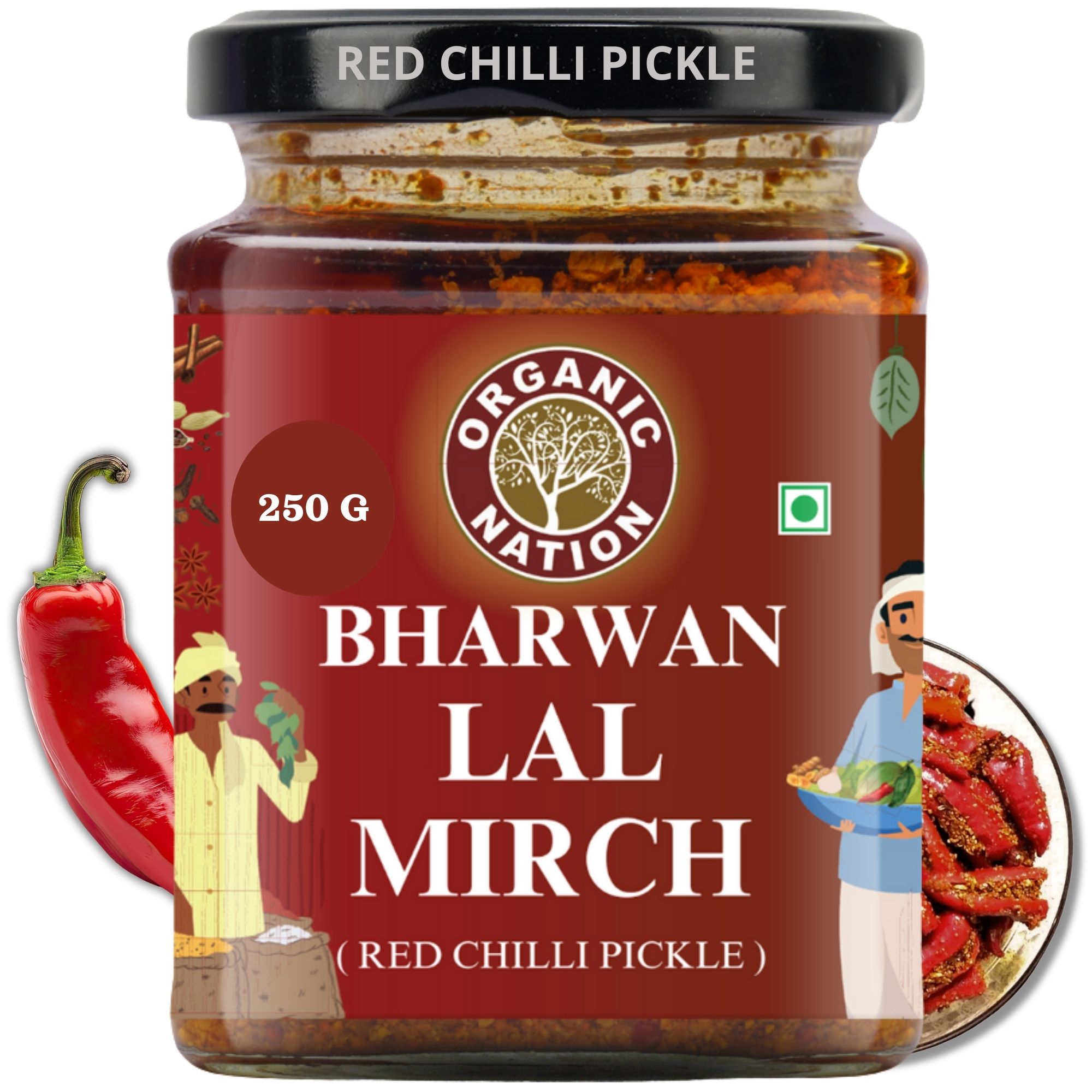 Foodsbay India Traditional Stuffed Red Chilli Pickle | 250 g