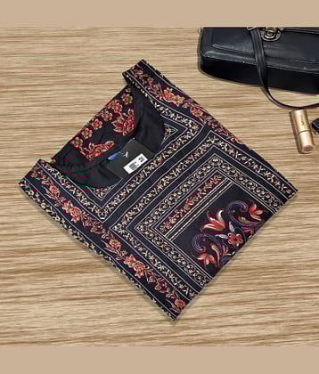 Ethnicbasket Pack of 1 Crepe Printed Straight Women's Kurti - ( Black )
