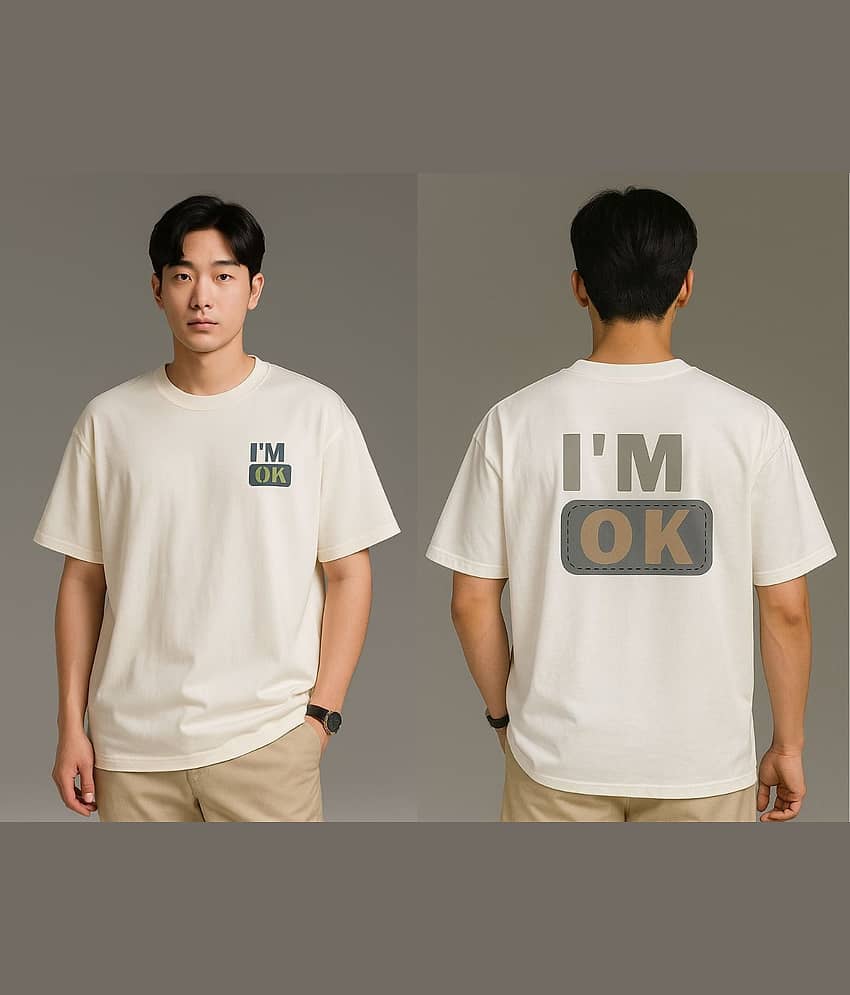 TAZO Men Cotton Blend Regular Fit Printed T-Shirt ( White )
