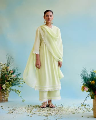 Sunny Lime Pearl Dupatta-Free Size / Sunny Lime
