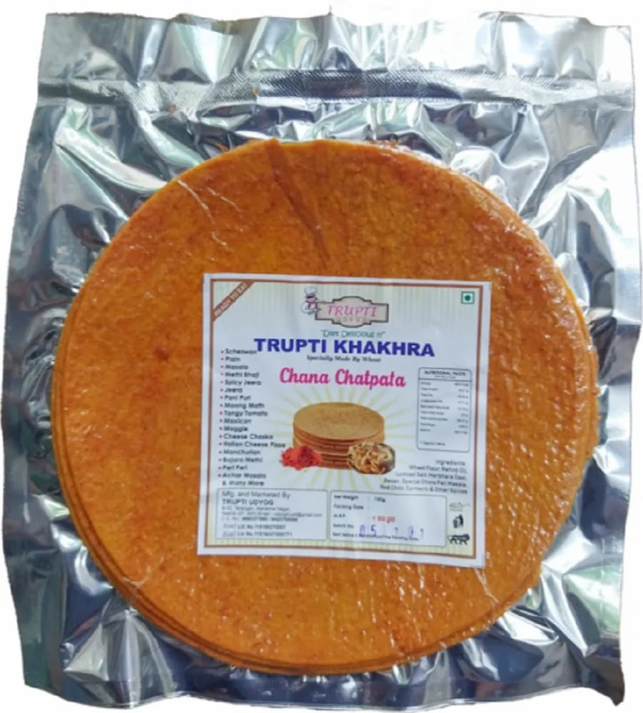 Trupti Udyog Chana Chatpata Khakhra (1kg, 6 Pieces) | Spicy Chickpea Flour Crisps | Protein Rich Roasted Snack | Zesty Flavor