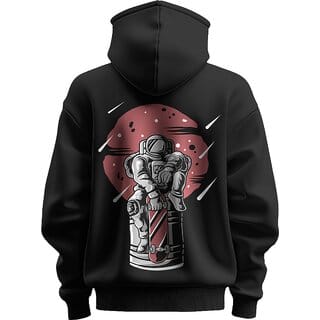 BULL CLOTHING Men's Astronaut Exploration Black Hoodie  Perfect for Comfort ,Soft and Long-Lasting Wear (S)