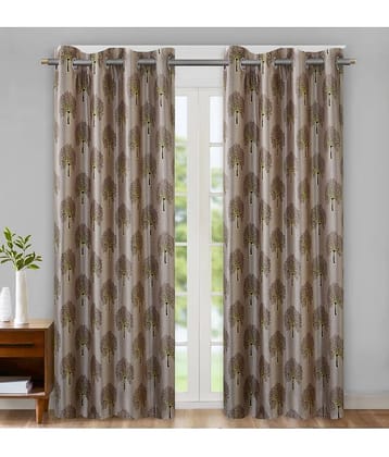 Home Candy Set of 2 Door Blackout Room Darkening Eyelet Polyester Brown Curtains ( 213 x 120 cm )