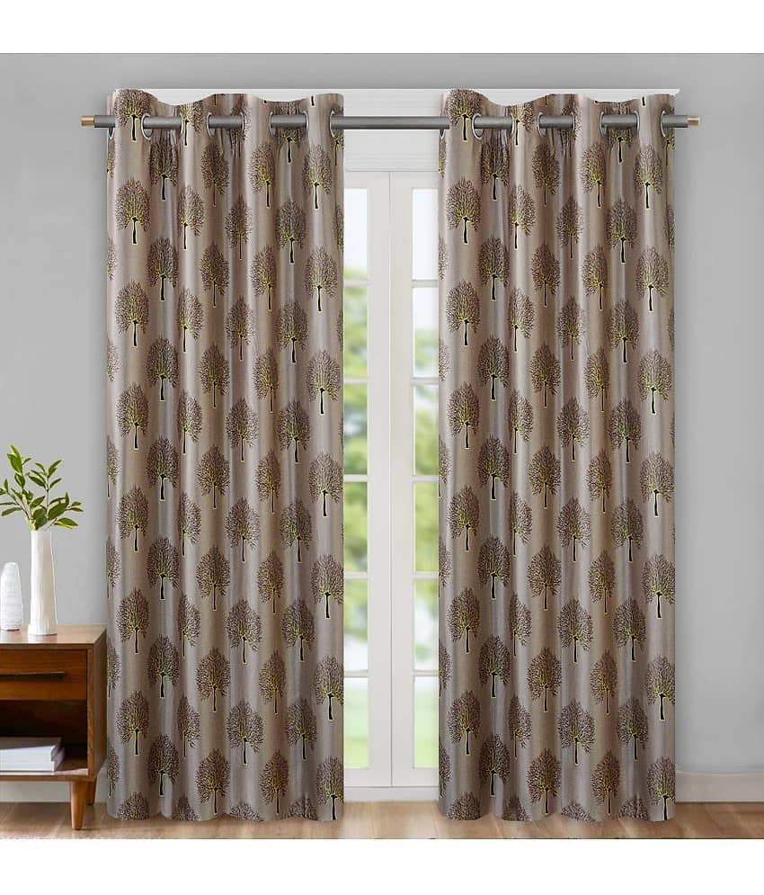 Home Candy Set of 2 Door Blackout Room Darkening Eyelet Polyester Brown Curtains ( 213 x 120 cm )