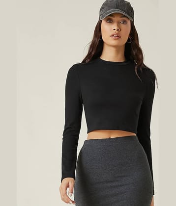 Aahwan Women's Polyester Crop Top ( Black )