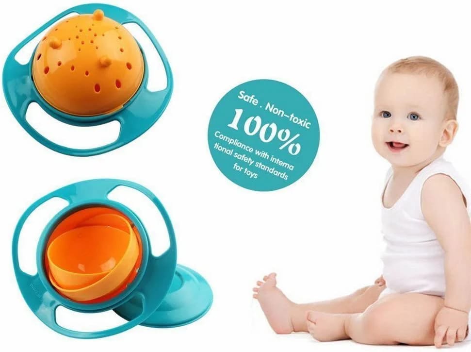 Portable Non Spill Feeding Toddler Gyro Bowl 360 Degree Rotating Dish/Bowl for lunch
