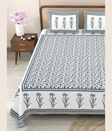 CLOTHORO Cotton 1 Double King Bedsheet with 2 Pillow Covers ( Multicolor )