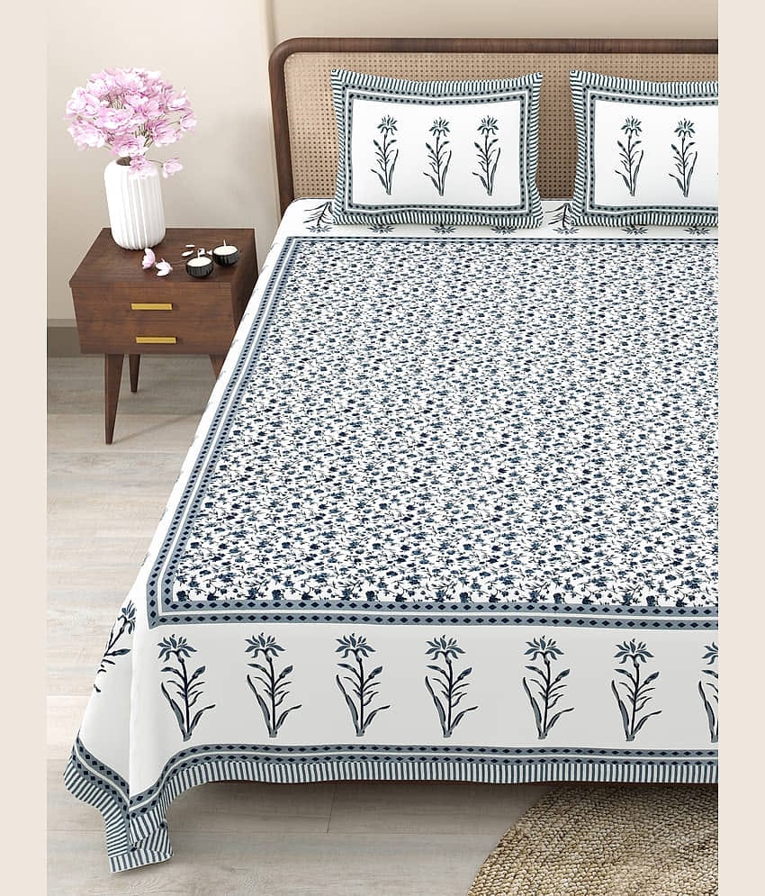 CLOTHORO Cotton 1 Double King Bedsheet with 2 Pillow Covers ( Multicolor )