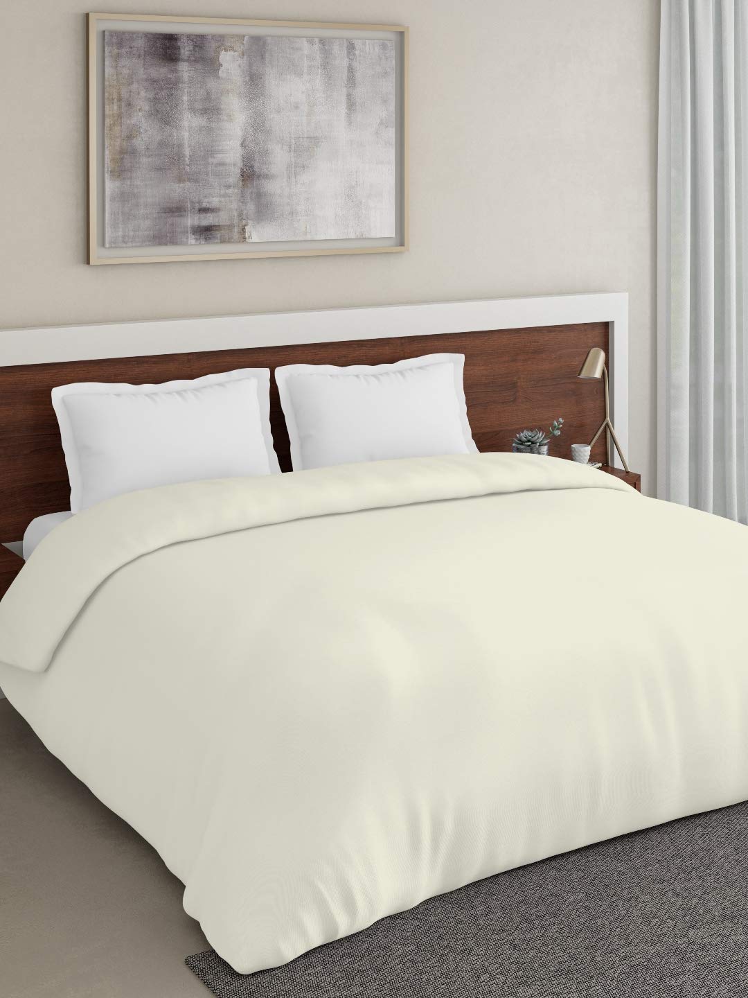 D'Decor Live Beautiful 180TC 1 Double Duvet with 2 Pillow Covers - Beige (228 CM X 274 CM, 90IN X 108IN)