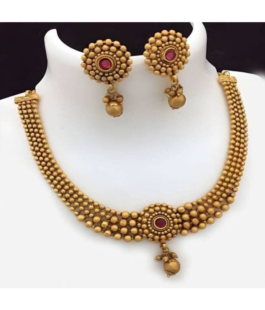 Thrillz Golden Brass Necklace Set ( Pack of 1 )