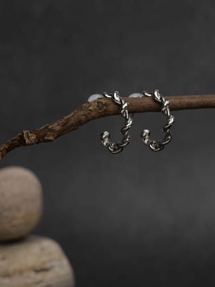 Twisted Hoop Silver Earring