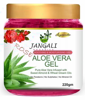 PURE Jangali ORGANICS 100% PURE Rose Aloe Vera Gel for Beautiful Skin & Hair 220GM
