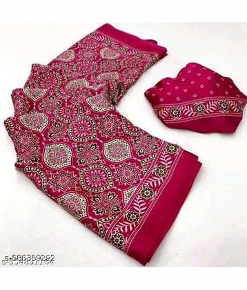 JIHANA FAB Georgette Printed Banarasi saree With Unstitched Blouse Piece ( Multicolor )