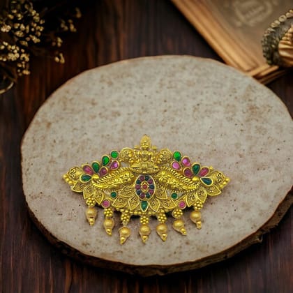 Matte Gold Plated temple Design Hair Clip/Hair Barrette