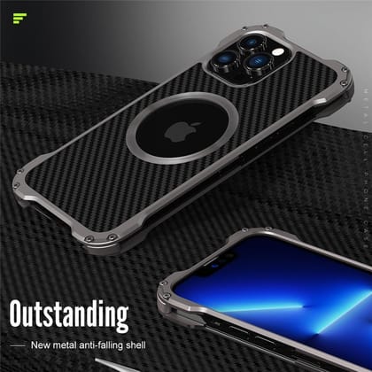 Carbon Fiber Lens Protection Metal Bumpers Case By iSerieshub Compatible For iPhone-iPhone 13 Pro