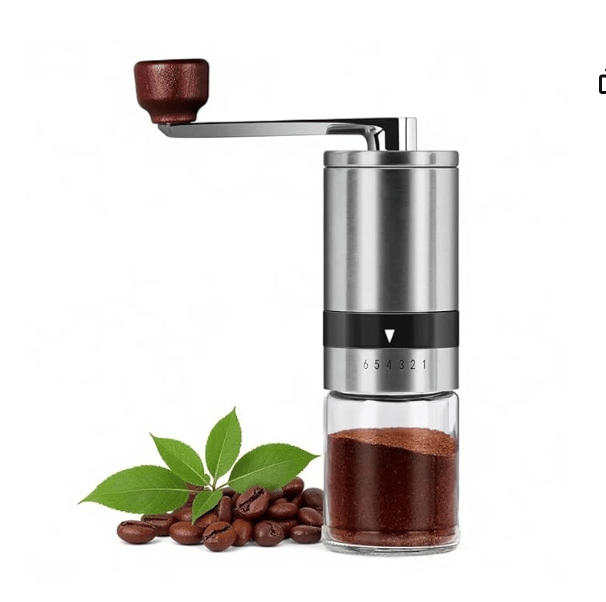 GrindPro Manual Coffee Grinder | Ceramic Burr | 6 Grind Settings | Portable Steel Body Bean Grinder for Espresso, French Press & Pour Over