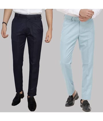 Kundan - Multicolor Cotton Blend Regular - Fit Men's Formal Pants ( Pack of 2 )