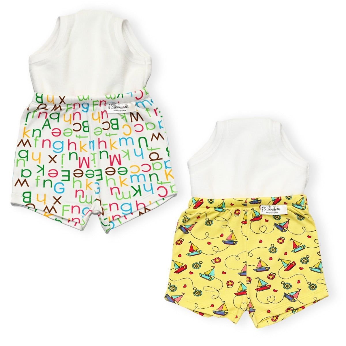 Potty Training Shorts - Pack of 2 (Kindergarten Tales & Sailing Hearts Print)-Size 1 (1-2 years) / 2