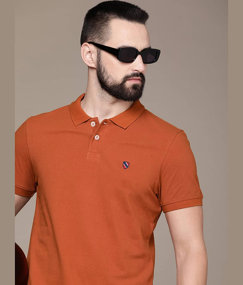 Merriment Pack of 1 Cotton Blend Regular Fit Solid Half Sleeves Men's Polo T Shirt ( Black )