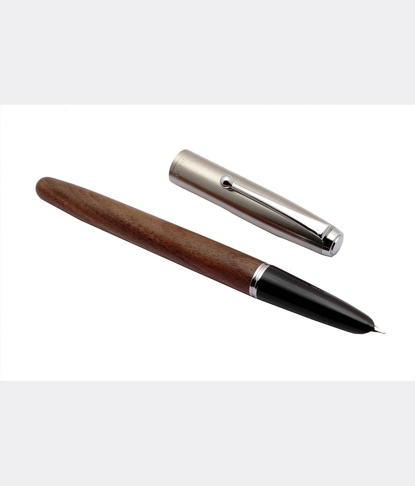 Jinhao [Retro] wood Fountain Pen, Fine nib, Vintage Steel cap (Tiger Wood)