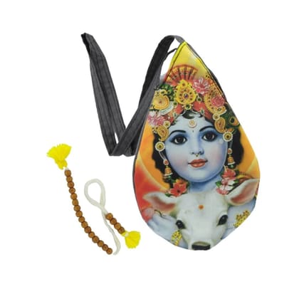 MAYAPURI Krishna/Gopal Printed Japa Bag/Chanting Bag with Zip Pocket & Sakshi Mala(Pack of 1)