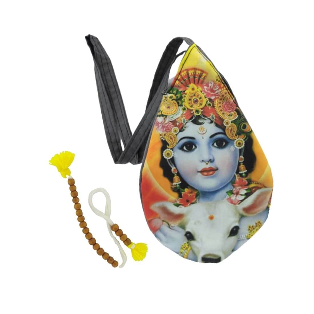 MAYAPURI Krishna/Gopal Printed Japa Bag/Chanting Bag with Zip Pocket & Sakshi Mala(Pack of 1)