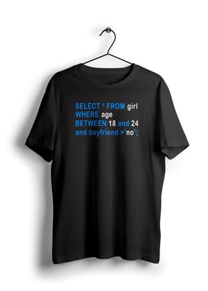 Select Girls Where Age Between 18 to 24 Half Sleeve T-Shirt-BLACK / L