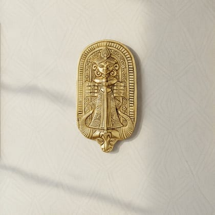 Brass Mahishasur Mardini Wall Hanging Plate | Maa Durga Wall Art | Brass Devi Wall Decor, Height : 8.5 Inch (BSMAS1954 D)