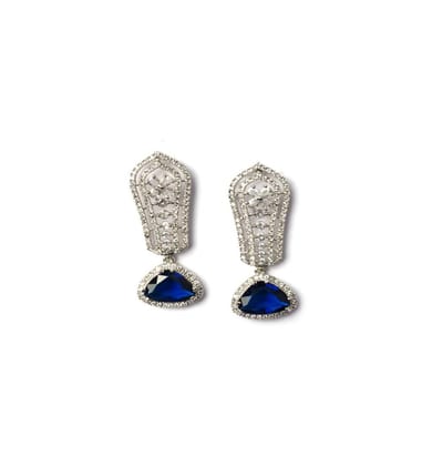 Generic Women's Brass Silver Plated Drop Earrings (Blue)-PID66277 Generic Women's Brass Silver Plated Drop Earrings (Blue)-PID66277