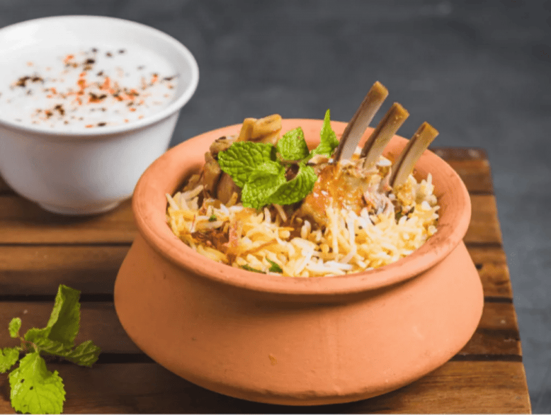 Mutton Hyderabadi Biryani (With Raita)