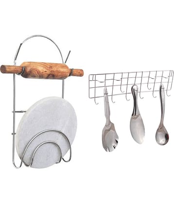 JISUN Stainless Steel Round Chakla Belan Stand & Ladle Hook Rail For Kitchen