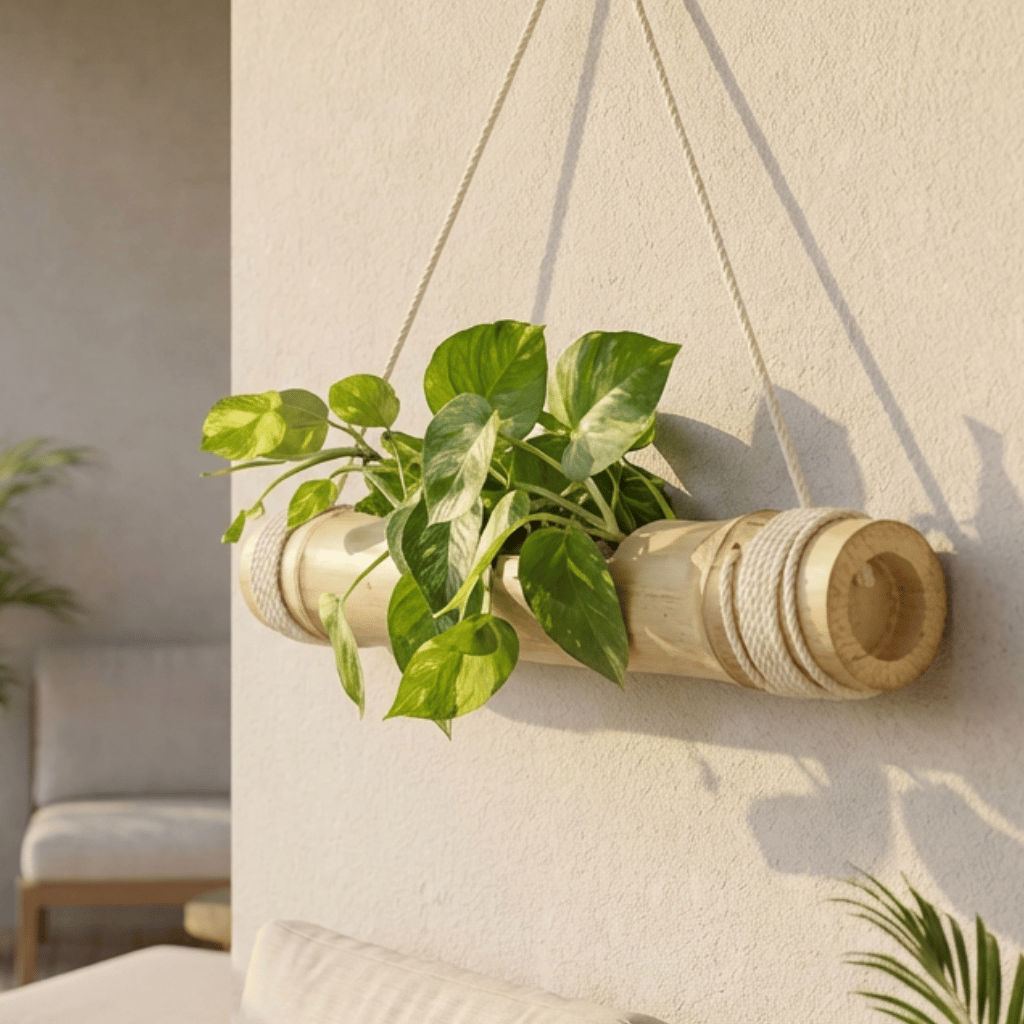 Handcrafted Bamboo Hanging Planter