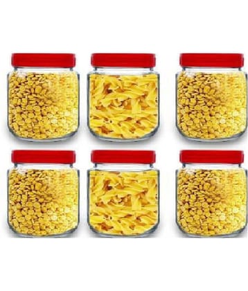 CROCO JAR - Red Glass Food Container ( Pack of 6 )